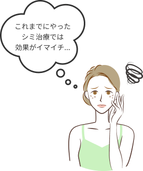 これまでにやったシミ治療では効果がイマイチ...